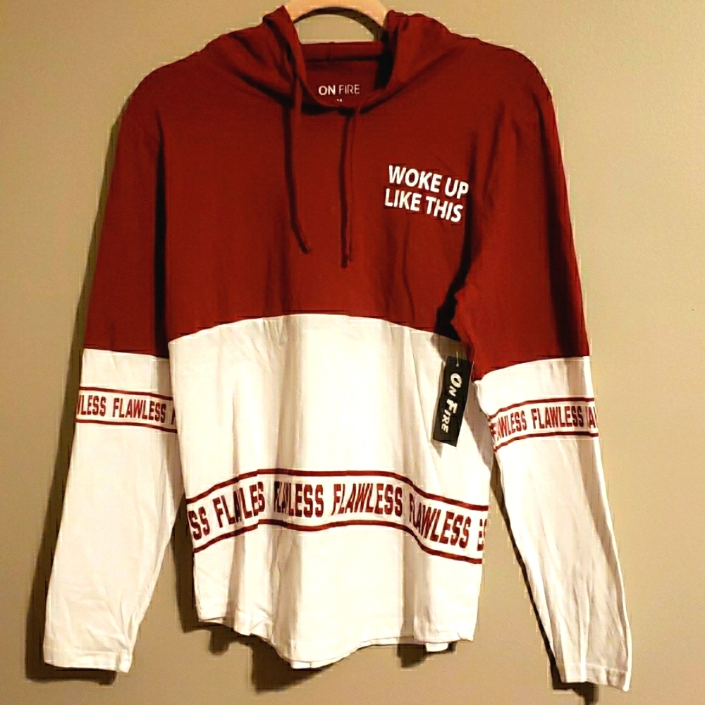 NWT On Fire two toned men' hoodie, size M